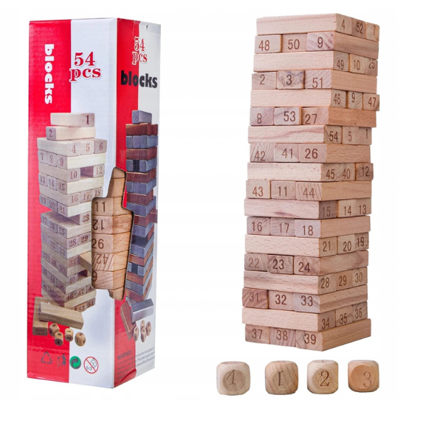 54 Piece Wooden Building Blocks Educational Game for Children