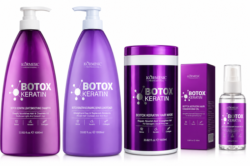 KORMESIC Keratin Hair Repair Set 4 Pieces Shampoo Conditioner Mask Oil