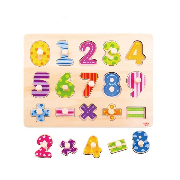Tooky Toy - Wooden Chunky Peg Puzzle - Numbers - 15 Pieces