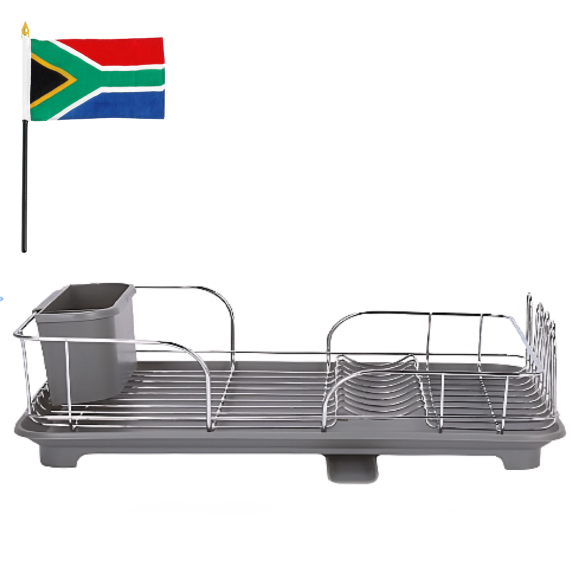 Stainless Steel Drying Rack for Dishes Includes Drip Tray and SA Flag