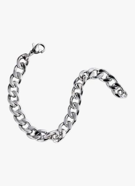 Men's Titanium Cuban Chain Bracelet - Hypoallergenic, Durable Silver .