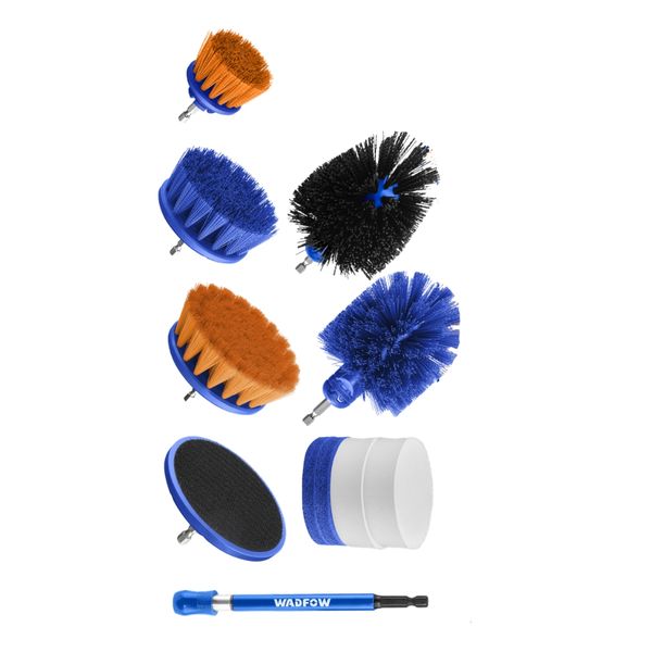 Wadfow - 11Piece Brush Cleaning Set with 1/4" Hex Handle