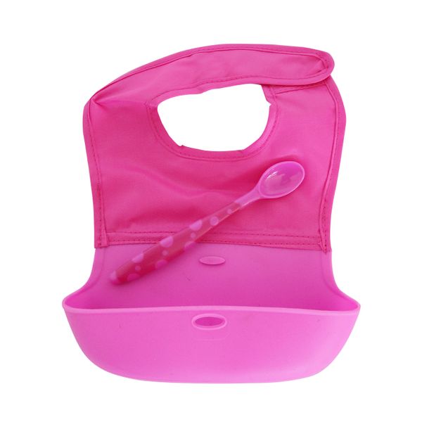 Snuggletime Roll Up Travel Bib and Spoon Set - Pink