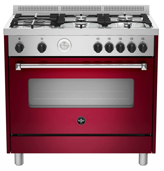 La Germania Americana 90cm Gas Hob &amp; 9MF Electric Oven - Burgundy