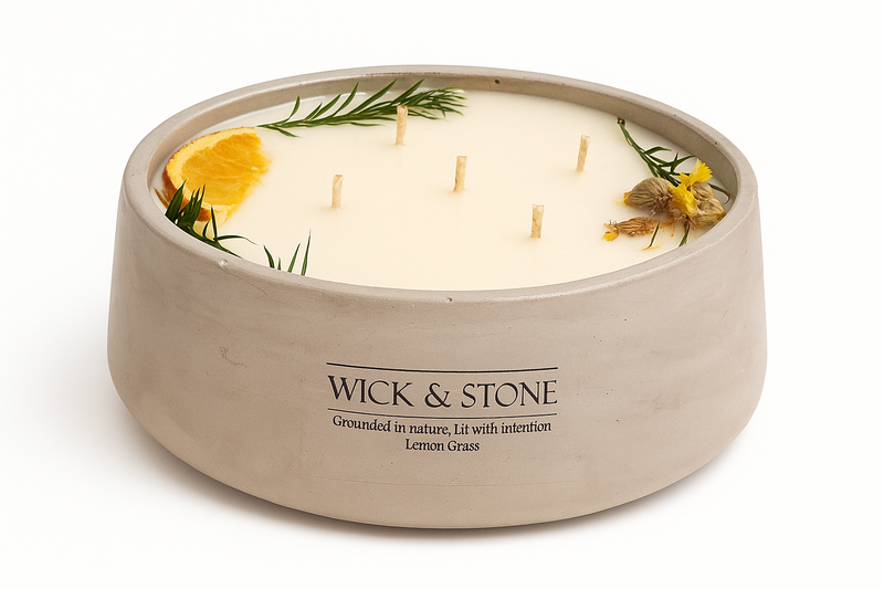 Wick &amp; Stone, Handcrafted Soy Wax Candle with Essential Oils - 1kg, 5-Wick