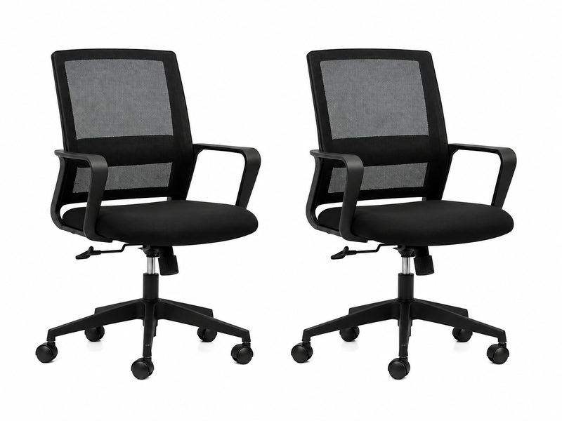 Livia Set of 2 Ergonomic Mesh Office Chairs with Wheels and Armrests