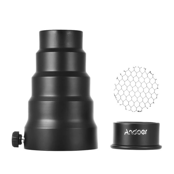 Andoer 98mm Metal Snoot, 5Pieces Filters, Studio Strobe Compatible