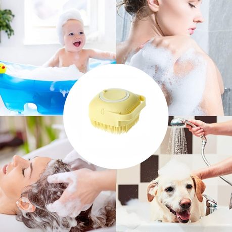 Dog Grooming Bath Brush Scrubber- Soft Silicone Shampoo Massage Dispenser  For Dogs (Aqua) - Super Deal ! (Limited 1 per customer)