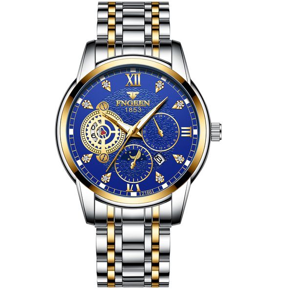 FNGEEN Men Metal Button Leisure Waterproof watches BX2166