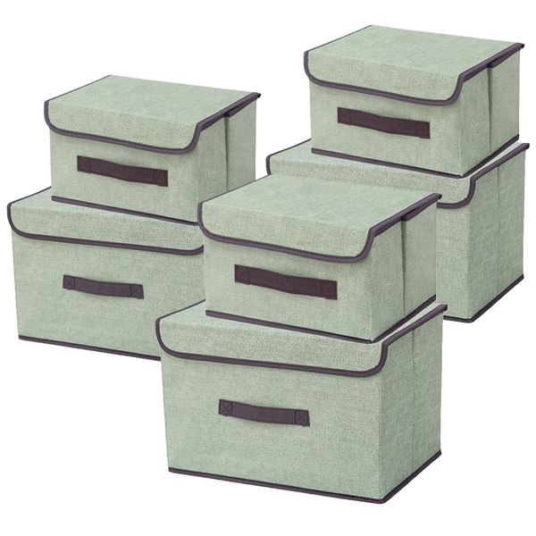 6-Piece Foldable Fabric Storage Boxes Set - 3 Large And 3 Small, Grey