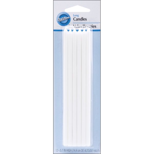 Wilton 10 Pack White LONG BIRTHDAY CANDLES Celebration Birthday Cakes Decor