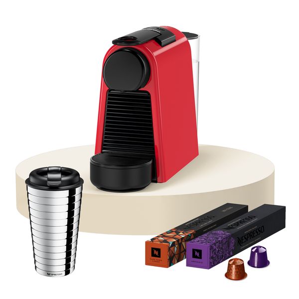 Nespresso Essenza Festive Pack Coffee Machine - Red