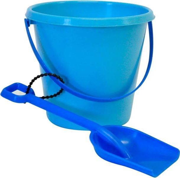 Kids Plastic Beach Bucket With Handle &amp; Spade Set