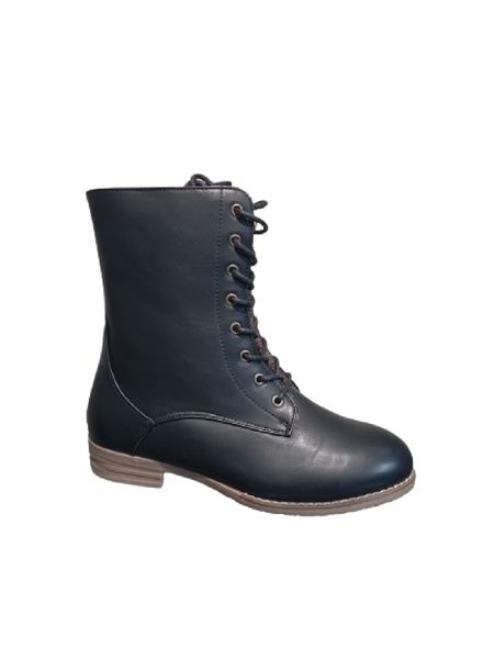 Vanilla PU Lace-Up VanHill Heel Ankle Boots - Black