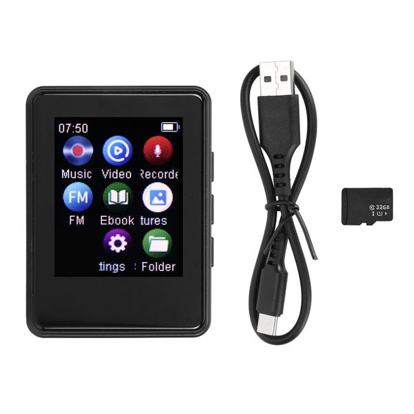 MP3 Player Bluetooth 5.0 1.77inch Full Touch Screen with 32G Memory Card