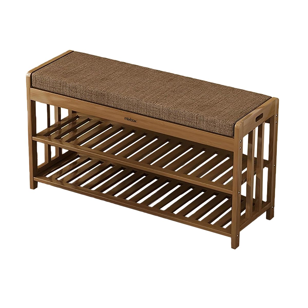Mix Box 80cm Shoe Rack Bench 3-Tier Bamboo Shoe Rack with Cushion
