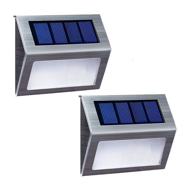 Solar Outdoor Step Lights - Wireless Garden Stair Lights, 2-Pack