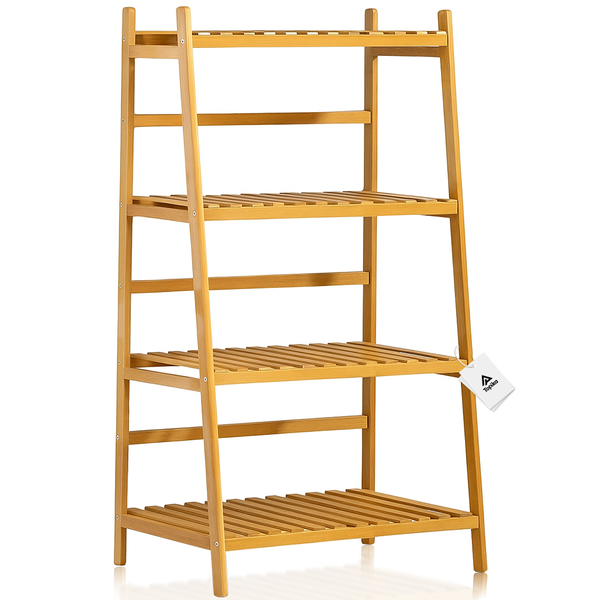 Topika Tall Indoor Plant Display Stand Rack, 4-Tier Bamboo Flower Shelf