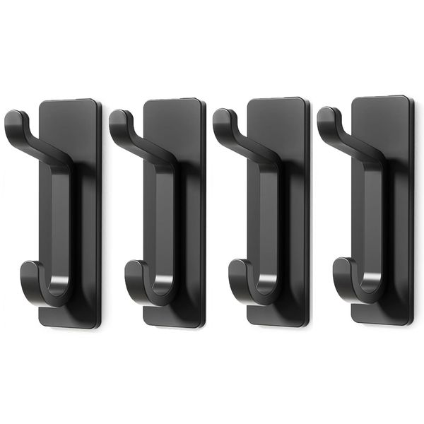 4 Pack Wall Hooks Coat and Towel, Adhesive Metal Hooks for Backpack,Clothes