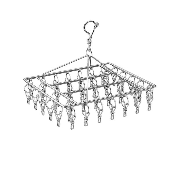 Stainless Steel Sock Drying Hanger Rack with 40 Clips for Underwear Scarf