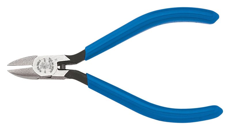 Klein Tools Plier, Spring Loaded, Diagonal, Semi-Flush, 108mm