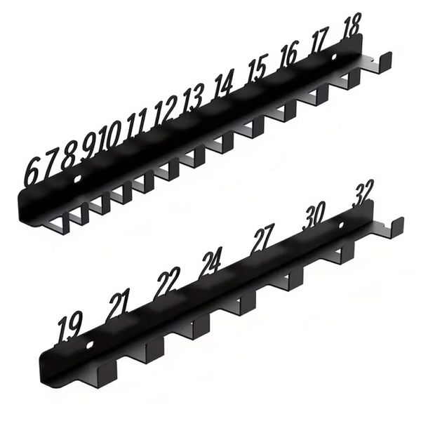 Wall-Mounted Wrench Organizer Rack (Metric 6-32mm)