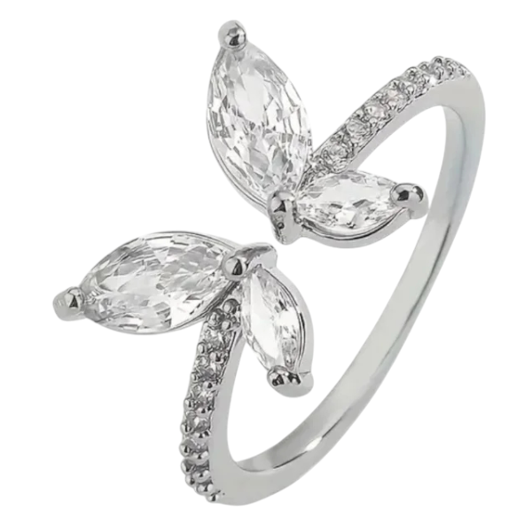 Butterfly Ring With Marquise-Cut Stones and Crystal Accents