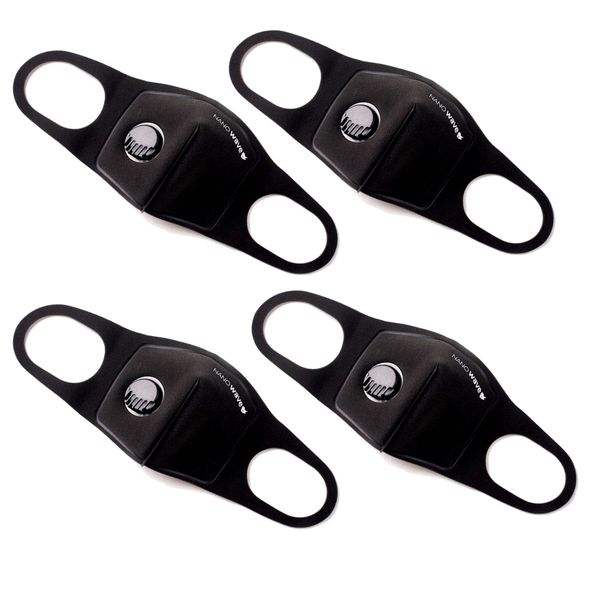 Nanowave Kiddies Reusable Protective Face Mask with Nose Piece 4 Pack Black