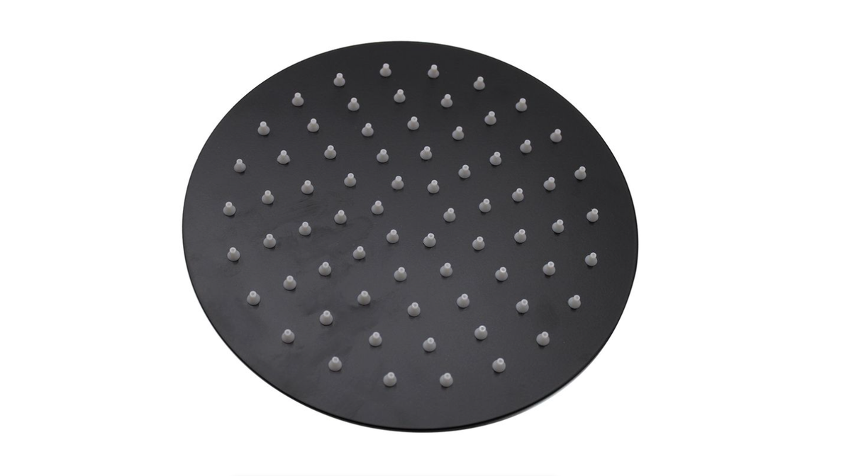 High End Water Saver Round Rainfall Shower Head - Black