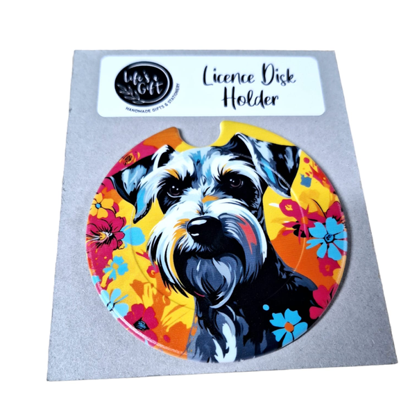 Funky &amp; Colourful Licence Disk Holder - Standard Schnauzer