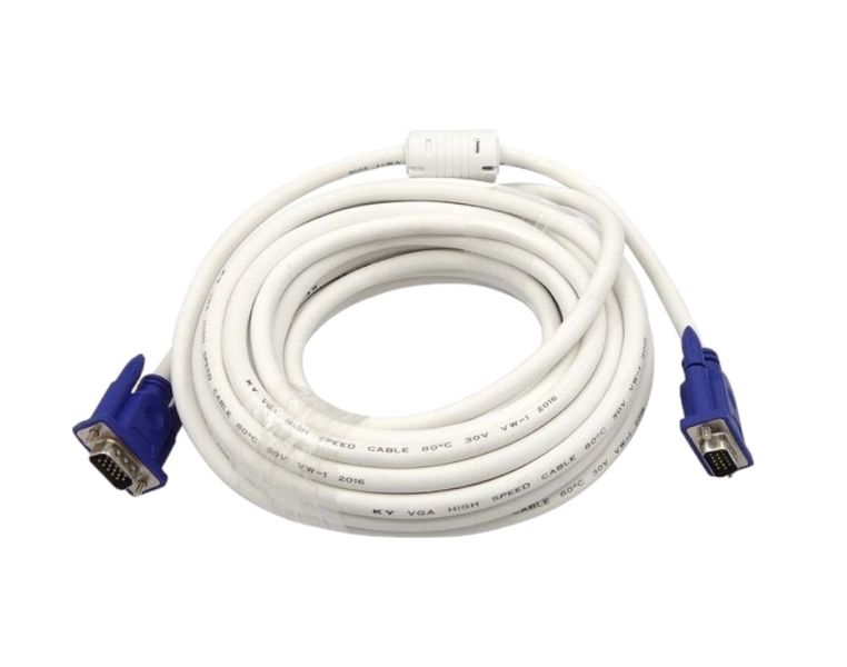 High Resolution VGA Cable Male To Male 20 Meters 1080P - White
