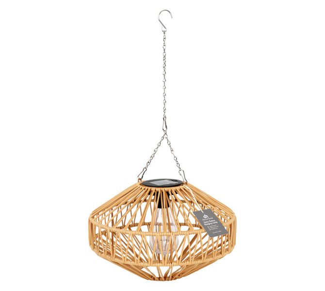 Rattan Hanging Solar Warm White 300 x 190 mm