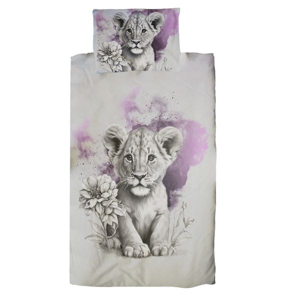 Pink Lion Cub Cot Duvet Set By Nathan Pieterse