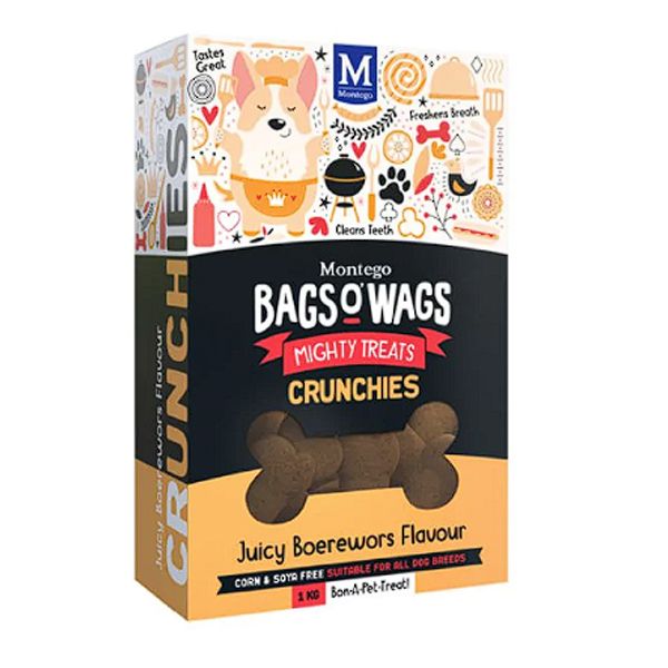 Montego Bags O' Wags Crunchies Boerewors 2 x 1kg Shop Today. Get