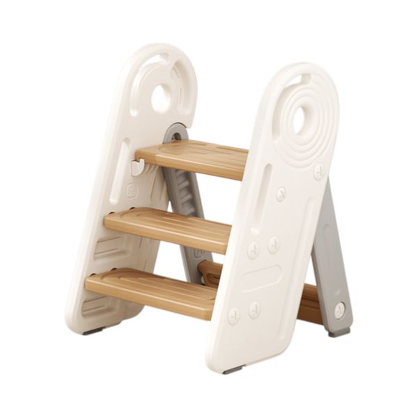 Kids Folding Step Stool 3-Step HDPE Footstool Coffee Colour