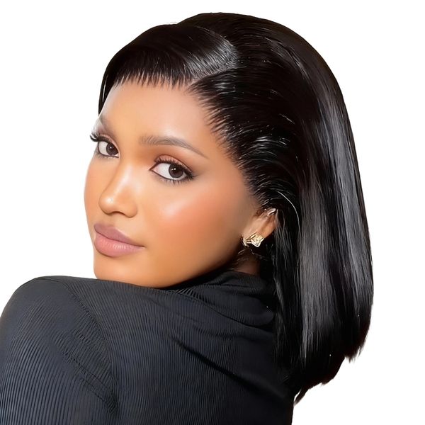 Brazilian Hair 10Inch Glueless Full Frontal Lace Bob Wig-Geebuy