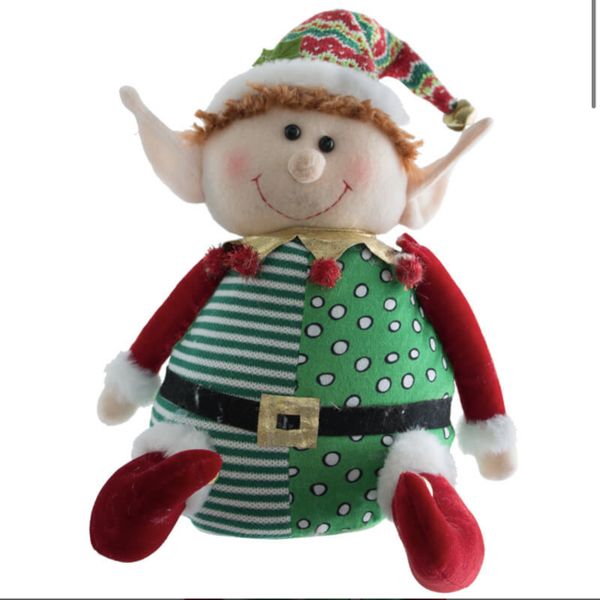 Christmas Decor Sitting Red &amp; Green Elf 53cm