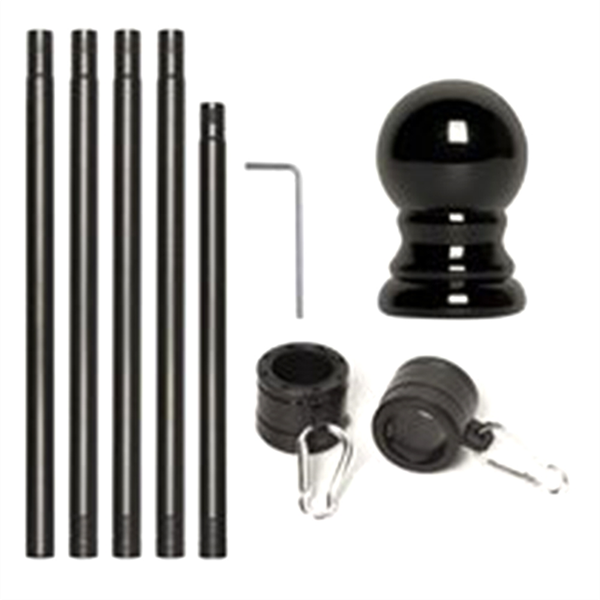 5Ft Black Flag Pole For 3X5 Sports Fan Outdoor Flags