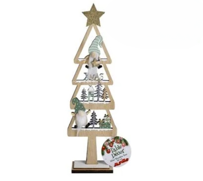 Scandi-Style 30cm Mini Wooden Tree - Elegant Xmas Table Accent