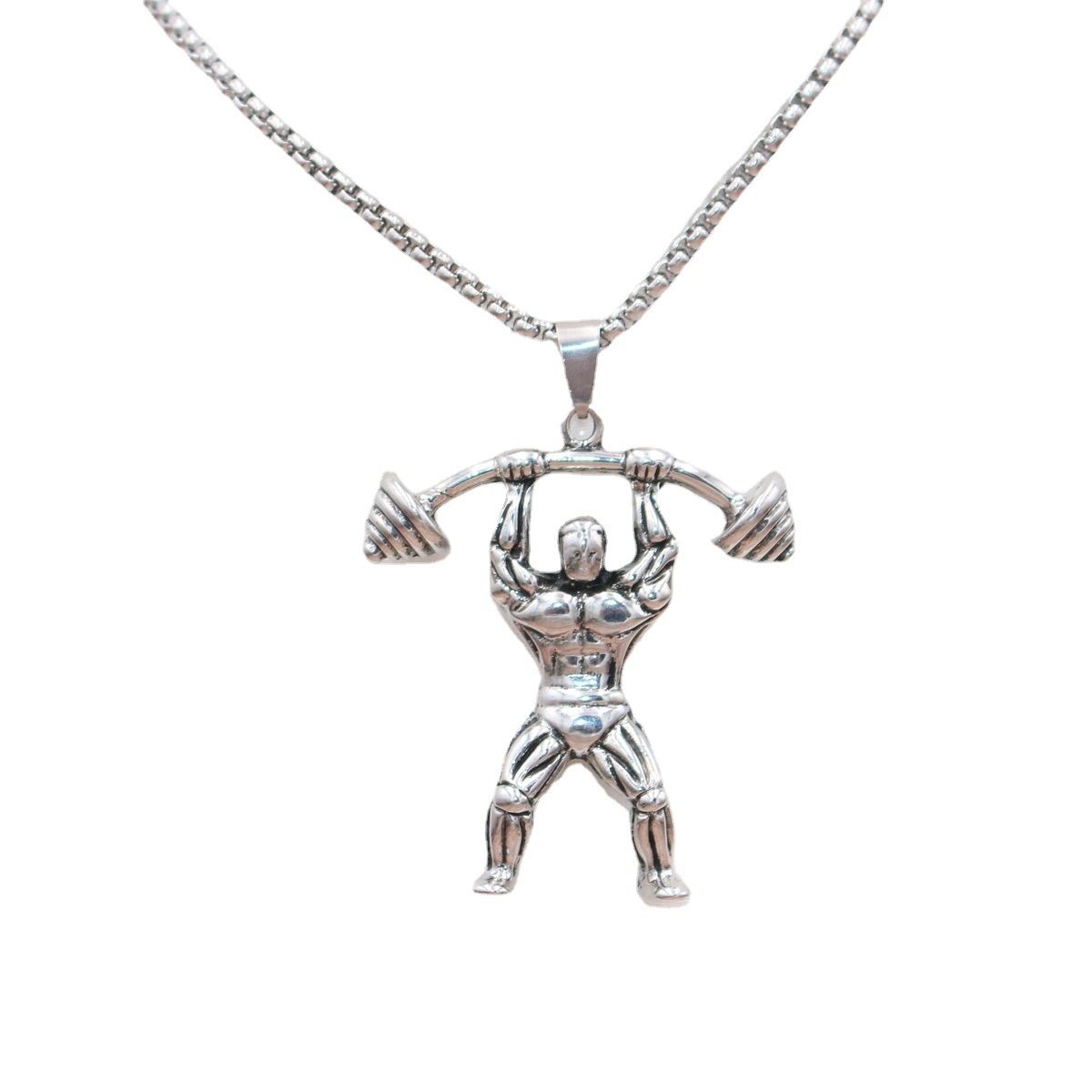 Muscular Man Lifting Necklace (rn-10140-smn) 