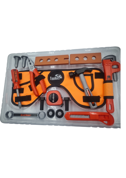 Kids Deluxe Tool Set with Tool Belt - Pretend Play 16 Pcs Construction Kit