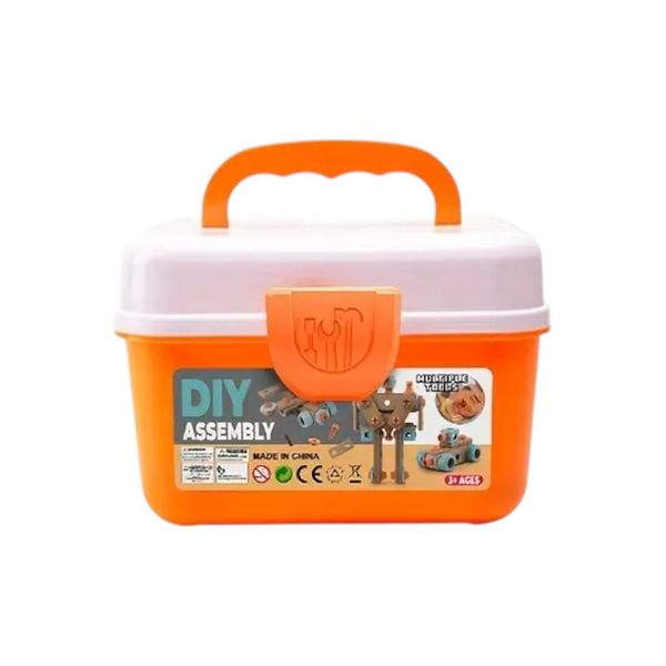 201 Pieces Kids DIY Tool And Blocks Kit - Orange/White