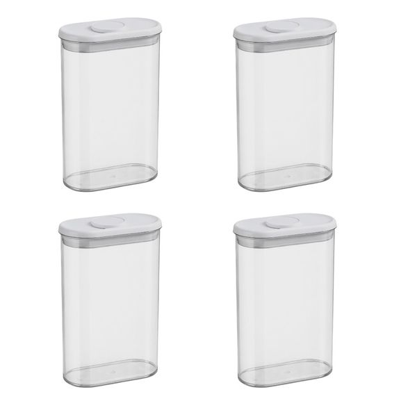 4 Pack - 0.5L Plastic Food Storage Container - Transparent and White