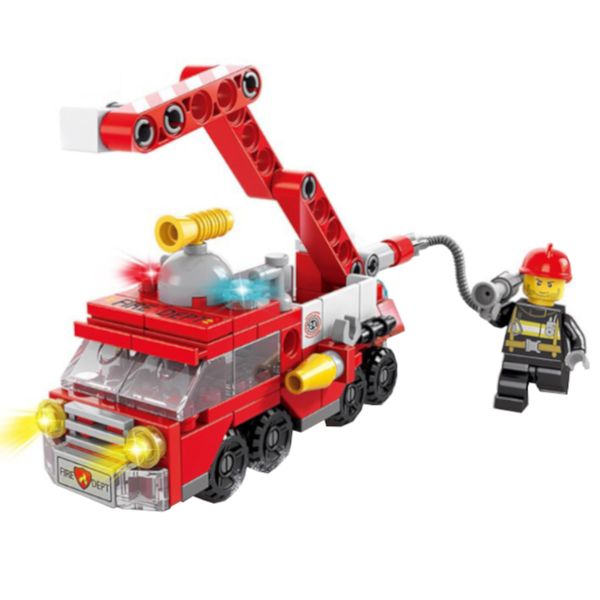 Olive Tree - Fire Brigade 6 in 1 Fire Engine Fighter Hose Blocks 142pcs