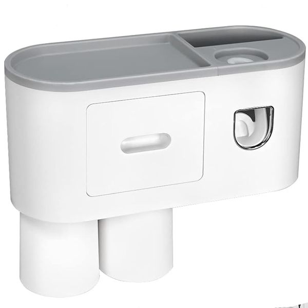 Wall Mounted Toothbrush Holder Toothpaste Dispenser Set with 2 or 4 Cups