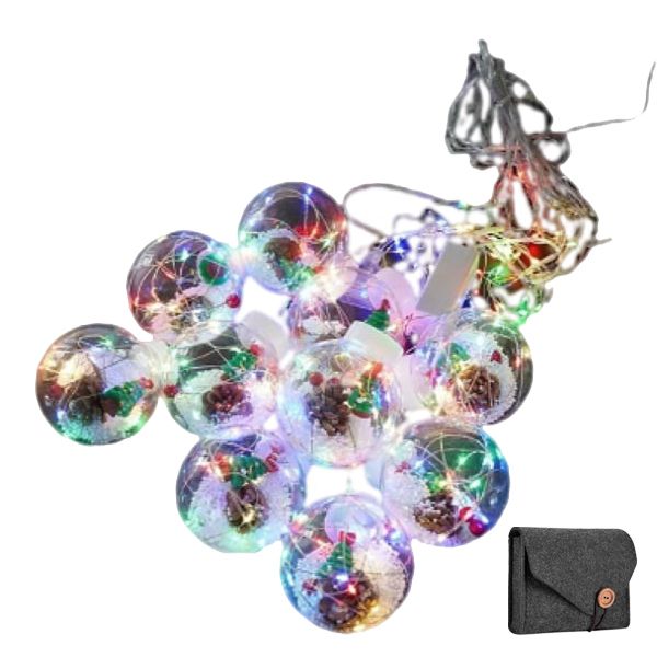 10 piece Christmas Ornaments ball copper wire lights-Warm White &amp; Pouch