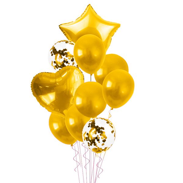 Bubblebean - Gold Bunched Party Helium Balloons - 10 Piece
