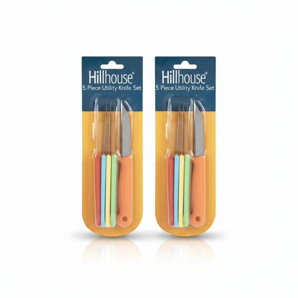Hillhouse 5 Piece Utility Knife Set with Colorful Handles - 2 Pack
