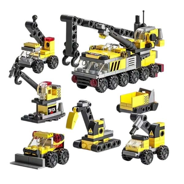 142 Piece 6-in-1 Construction Vehicle Building Block Set - Yellow