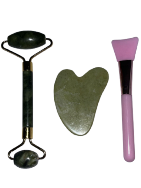 3 In 1 Gua Sha &amp; Studded Roller &amp; Face Brush Set
